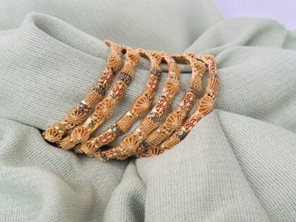 gold plated double shade bangle (6 piece)